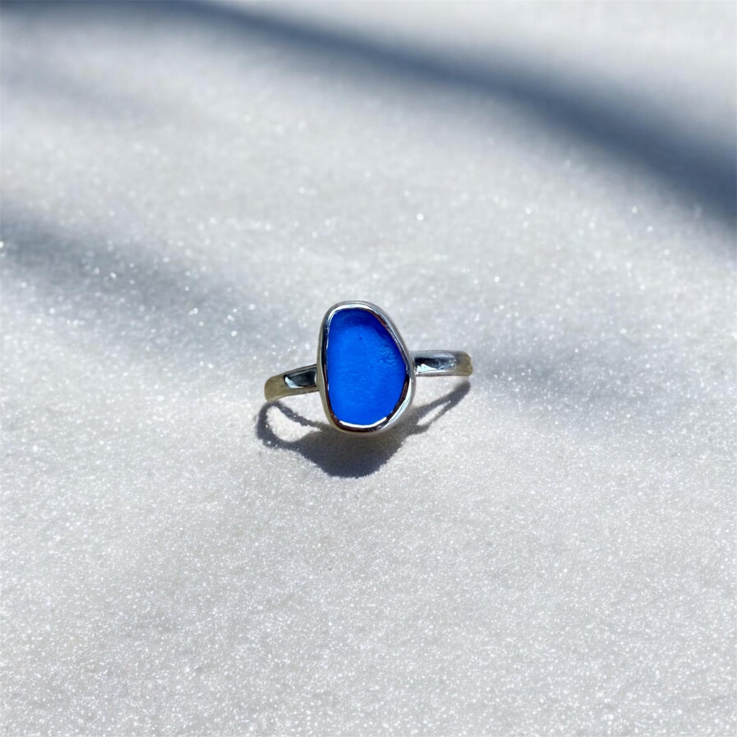 Cobalt Sea-Worn Glass Ring