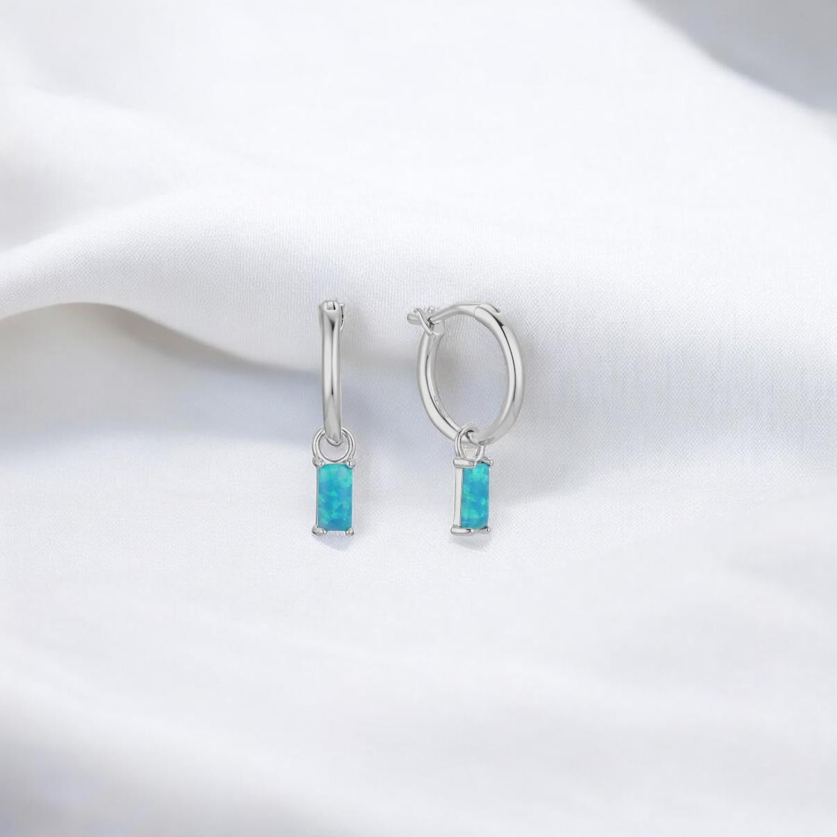 Sea Light Opal Hoops