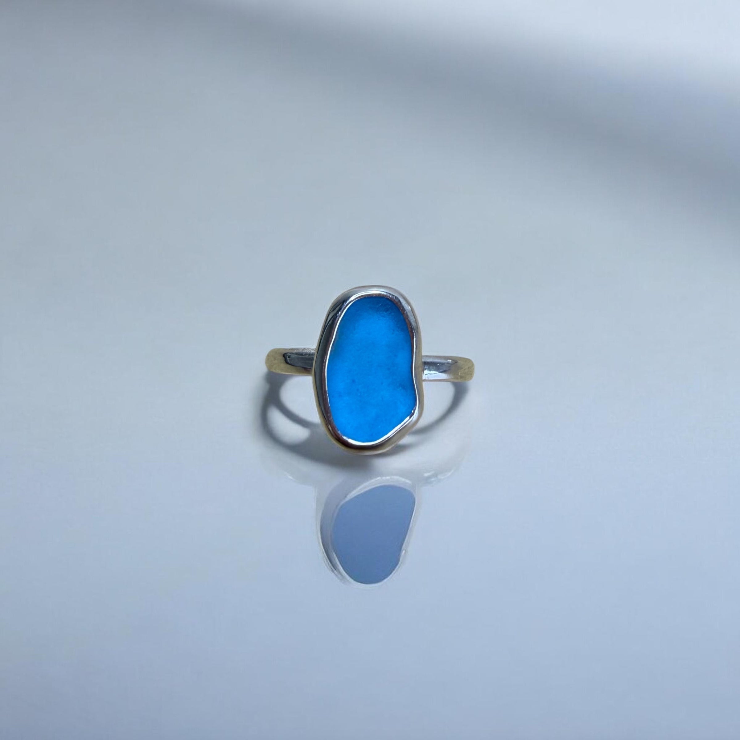 Sea Blue Sea-Worn Glass Ring