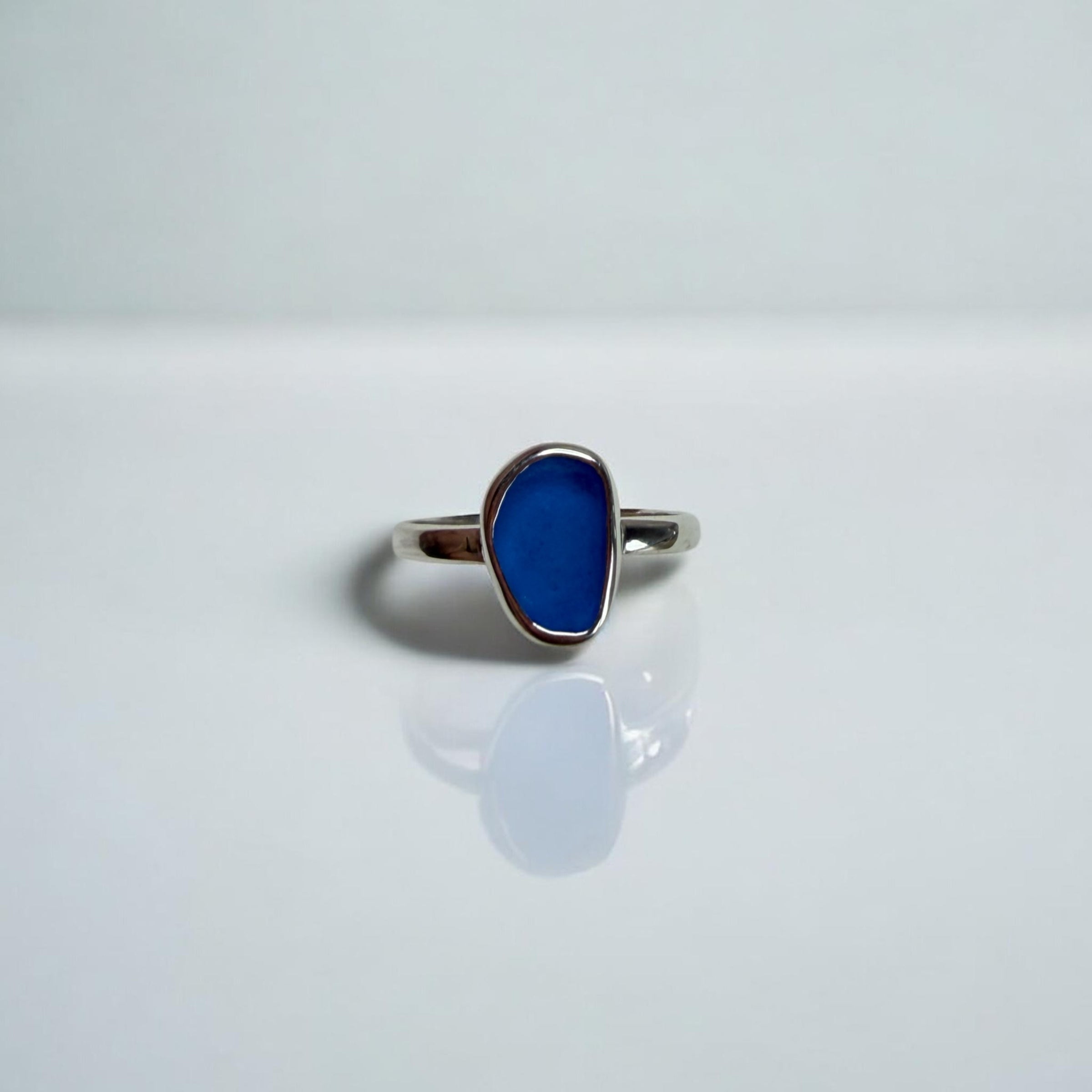 Deep Blue Sea-Worn Glass Ring