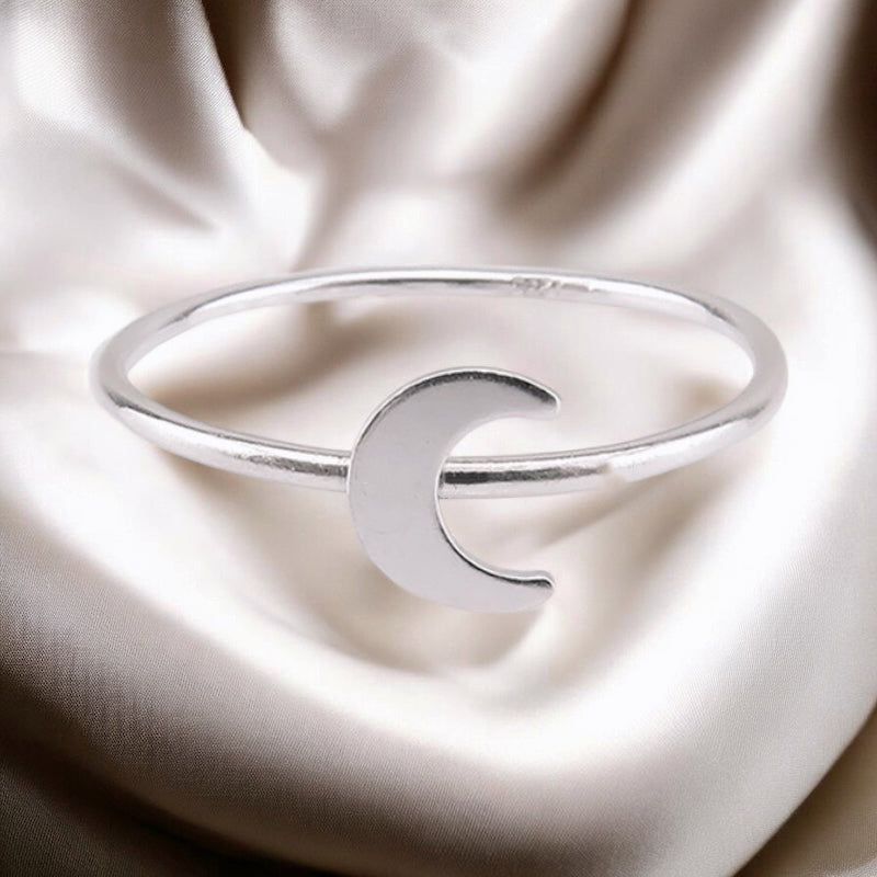 Crolyn Crescent Moon stack Ring - Silver