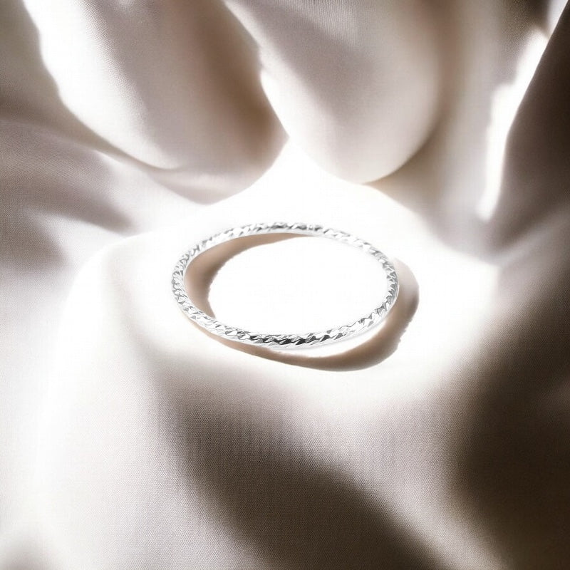 Crolyn sparkle texture stack Ring - Silver